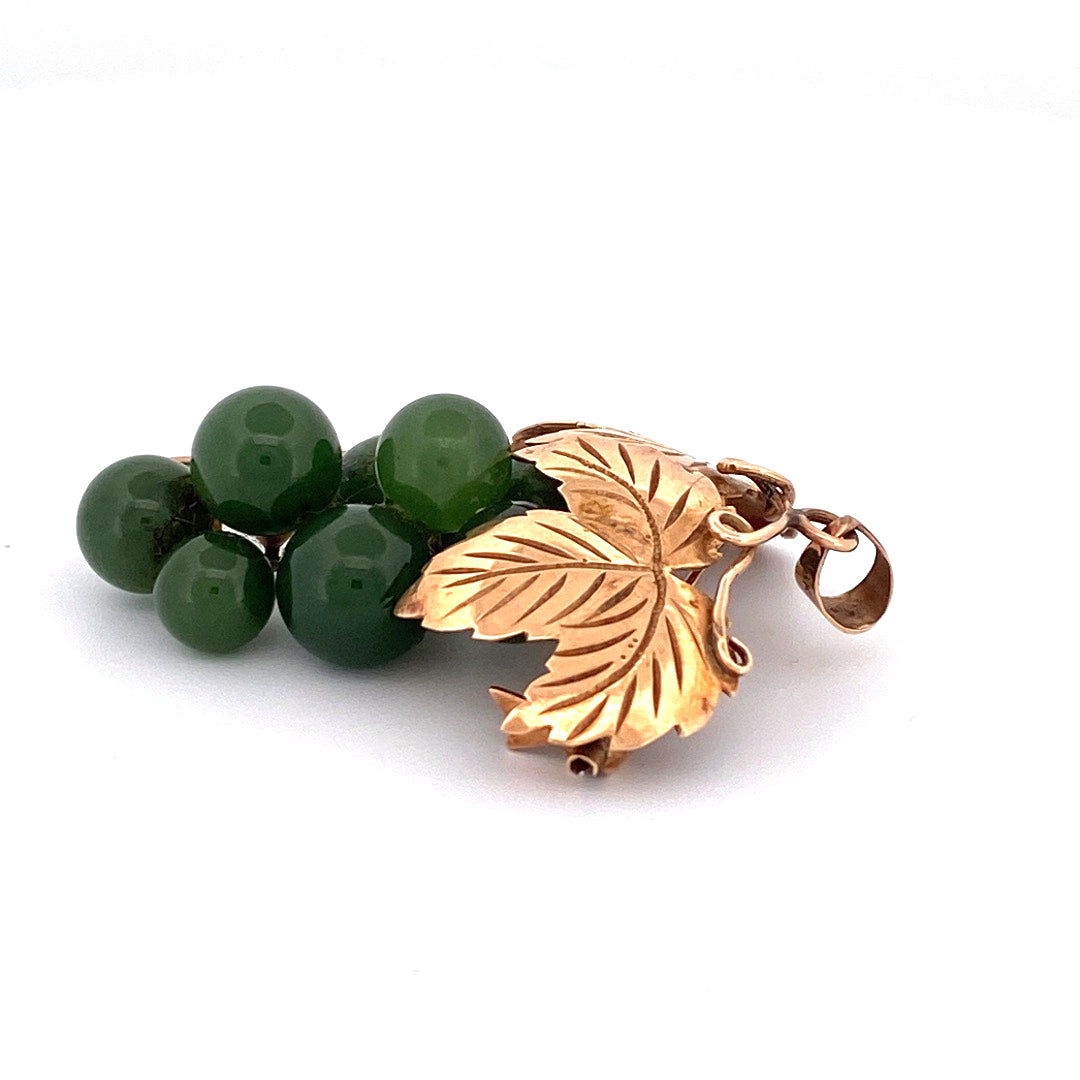 Serpentine Grapes Brooch & Pendant in 18k