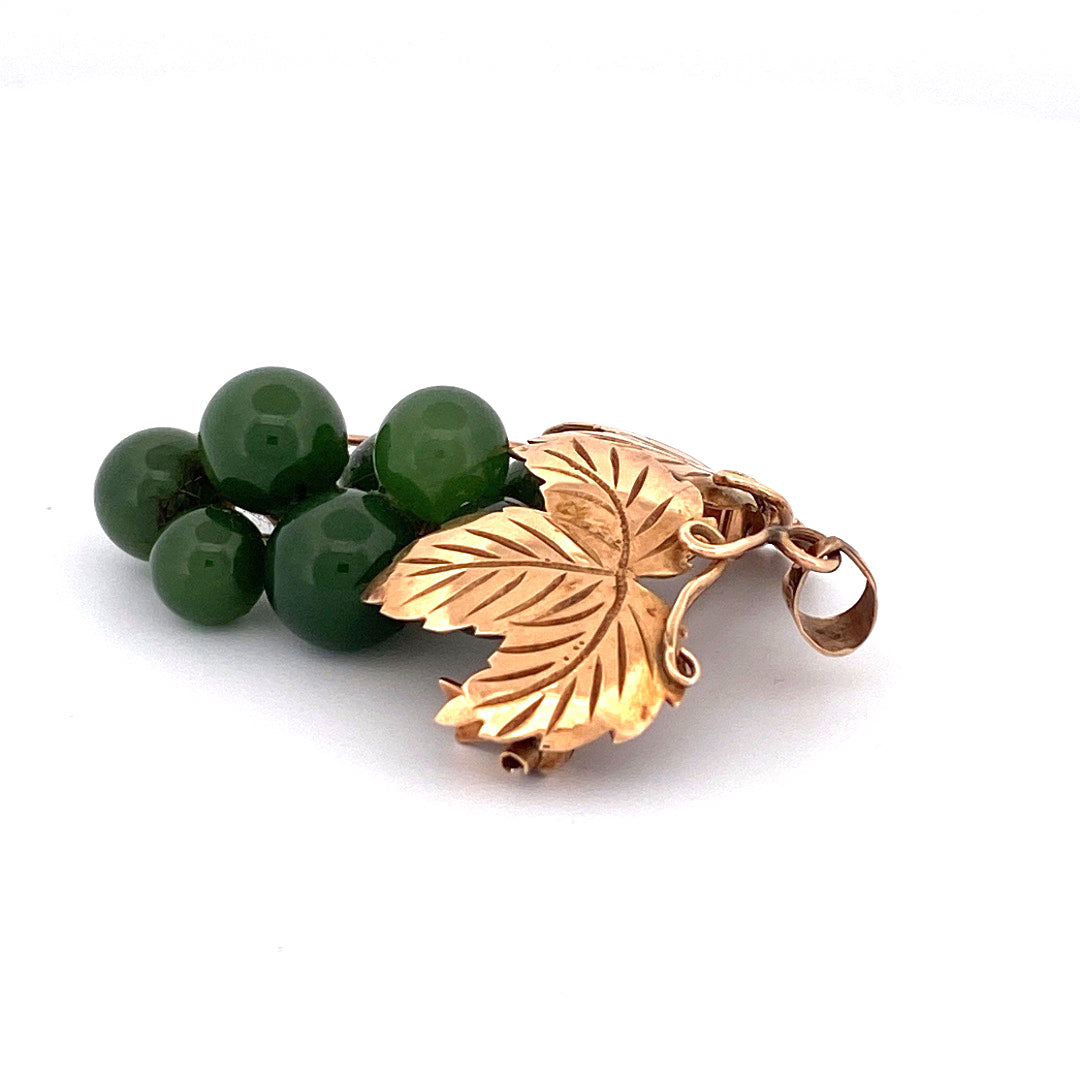 Serpentine Grapes Brooch & Pendant in 18k