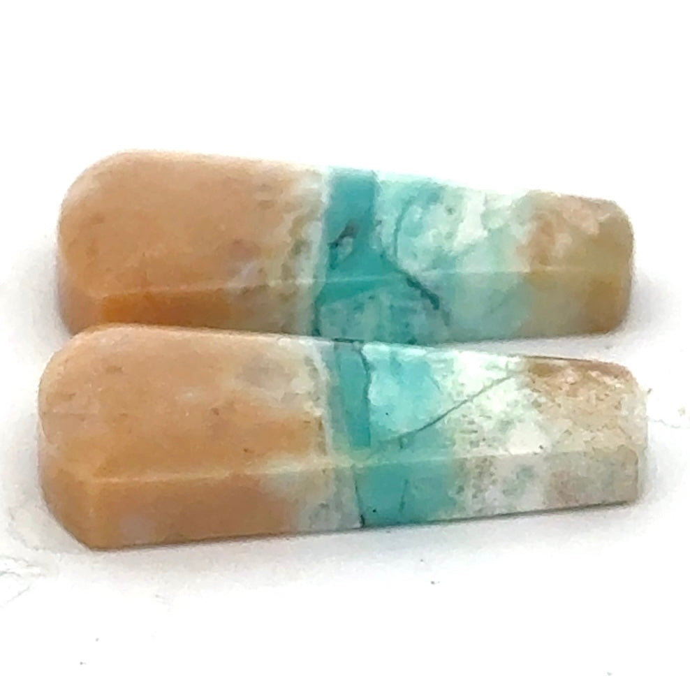 Matched Pair of Blue Opal in Petrified Wood Matrix - 15.39 Carats Total