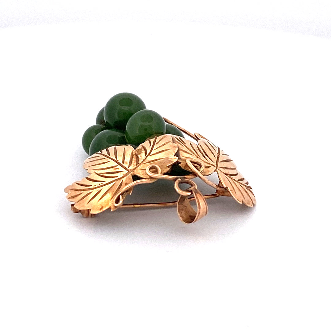 Serpentine Grapes Brooch & Pendant in 18k