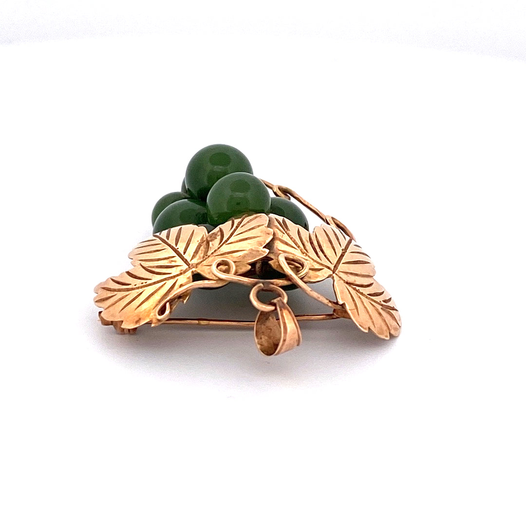 Serpentine Grapes Brooch & Pendant in 18k