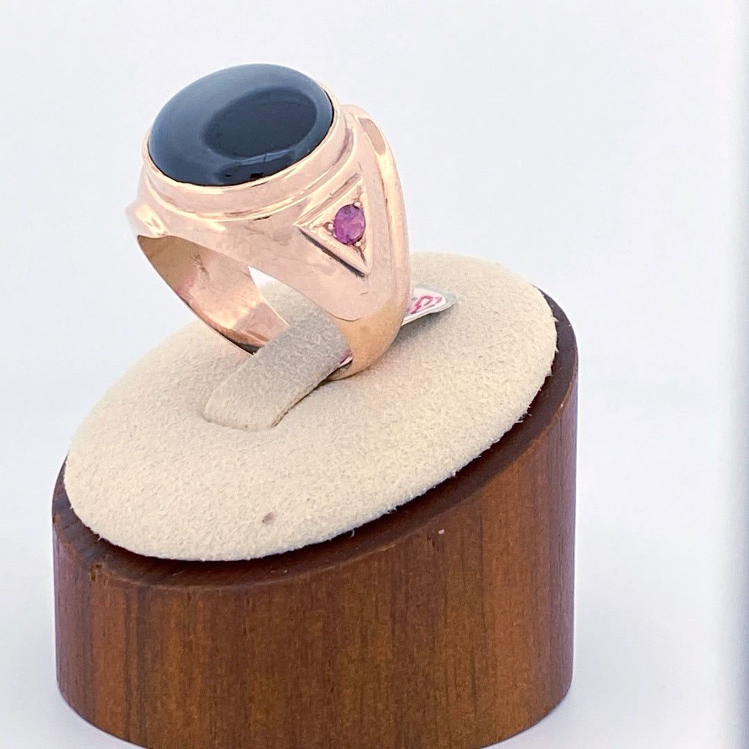 Unveiling a Starry Night: 14k Yellow Gold Black Star Sapphire Ring (On Consignment)