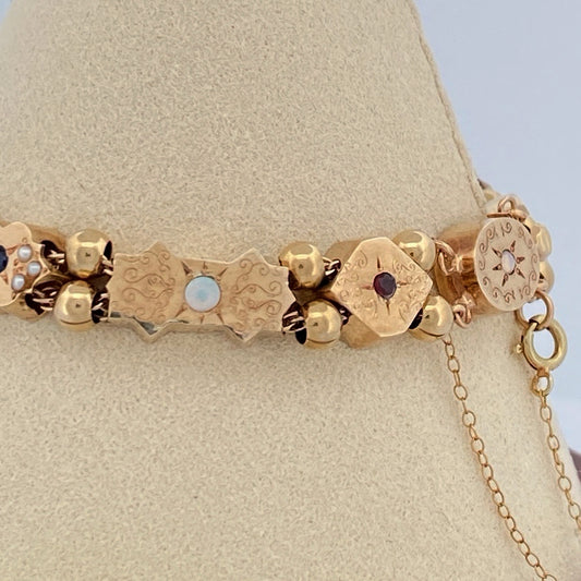 A Rainbow of Memories: Vintage 14k Yellow Gold Slide Charm Bracelet (On Consignment)