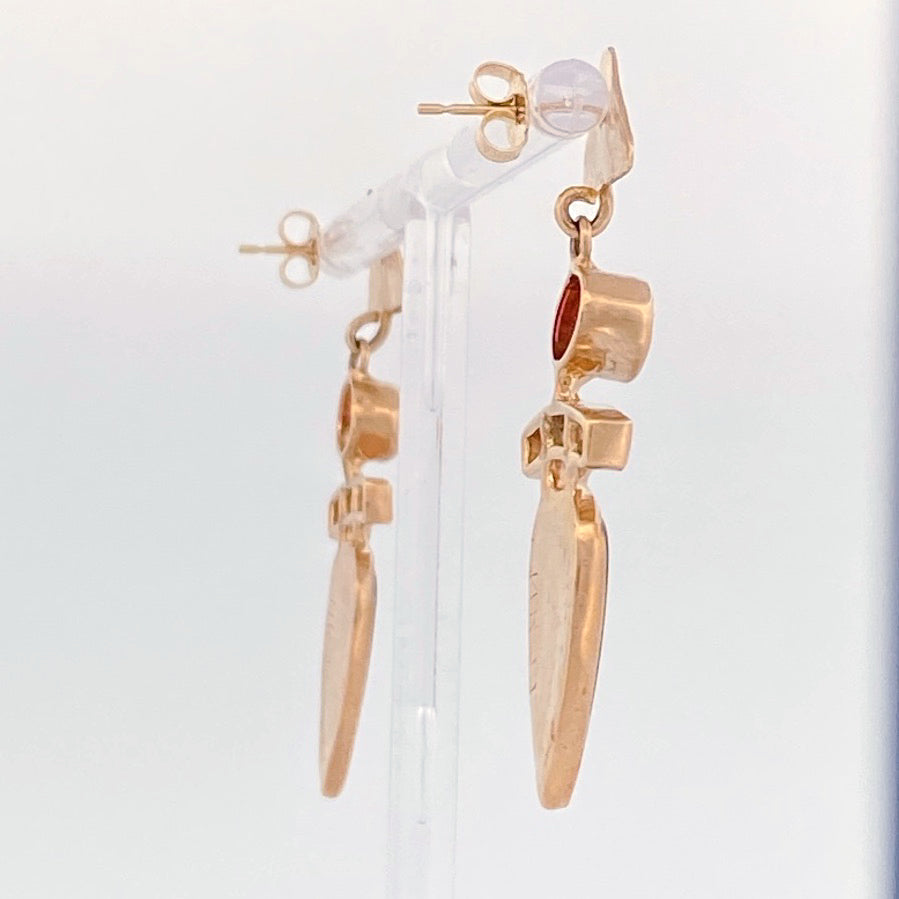 Unveiling a Duality of Beauty: 14k Yellow Gold Bi-Color Tourmaline &amp; Diamond Earrings (On Consignment)