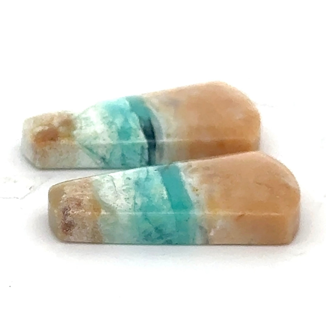 Matched Pair of Blue Opal in Petrified Wood Matrix - 15.39 Carats Total