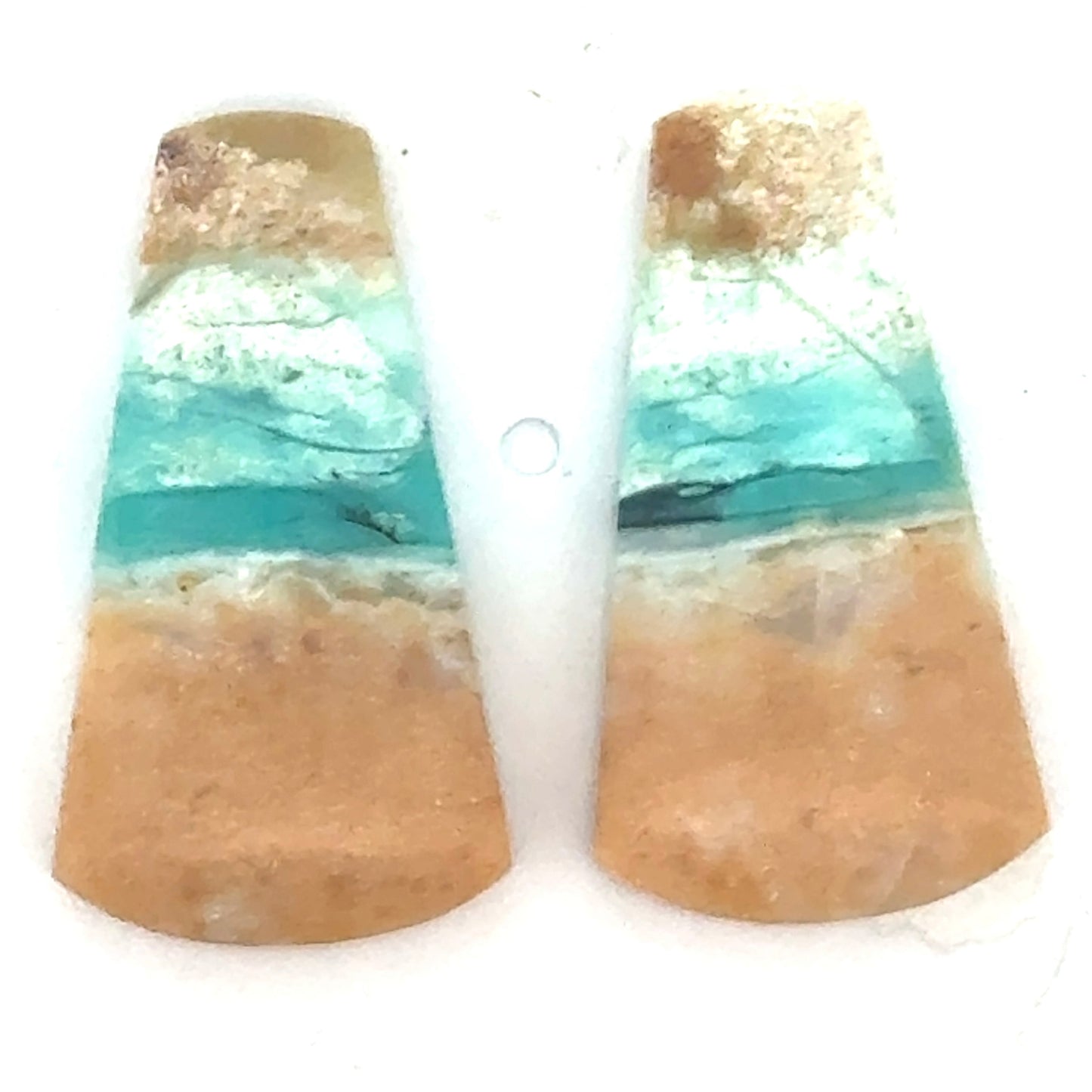 Matched Pair of Blue Opal in Petrified Wood Matrix - 15.39 Carats Total