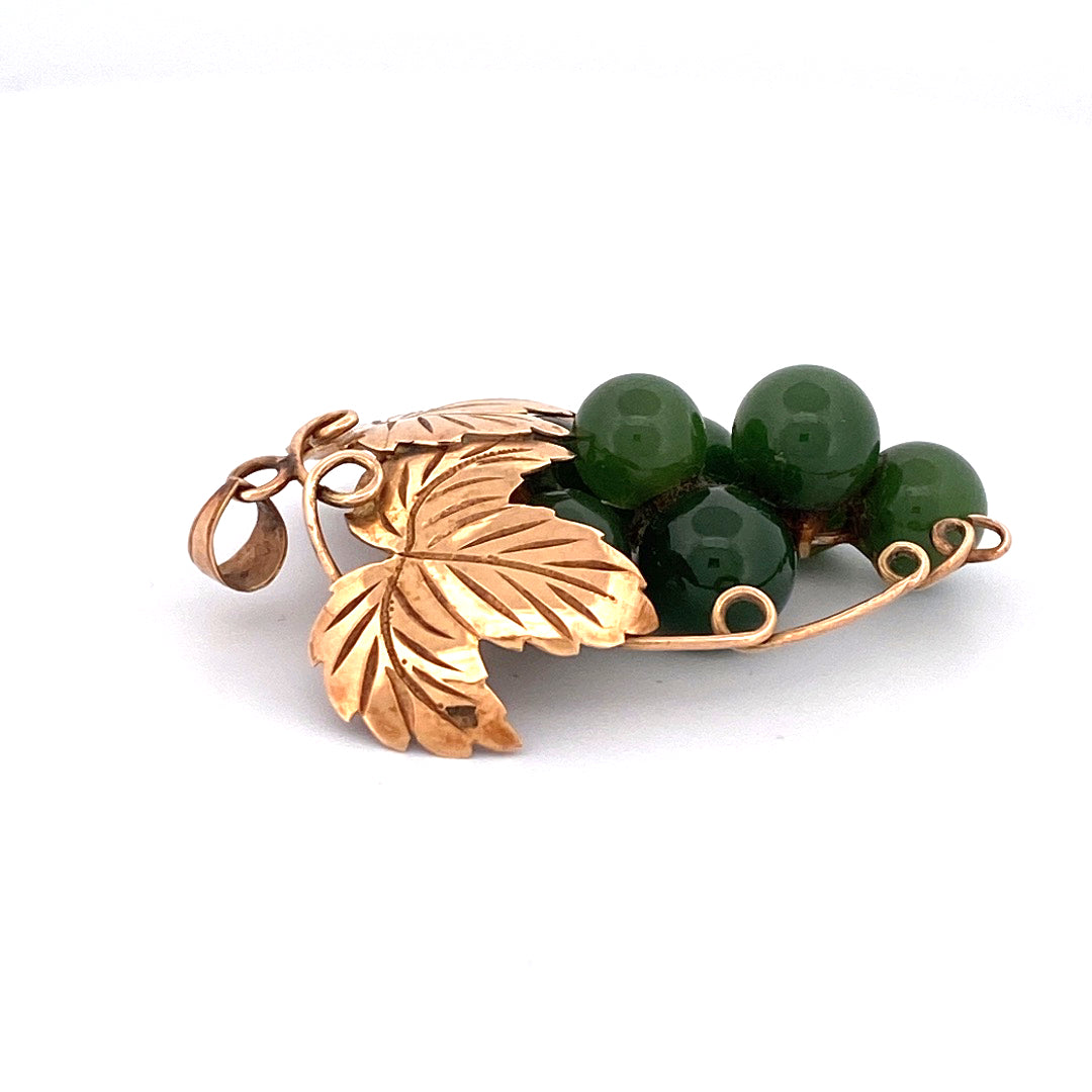 Serpentine Grapes Brooch & Pendant in 18k