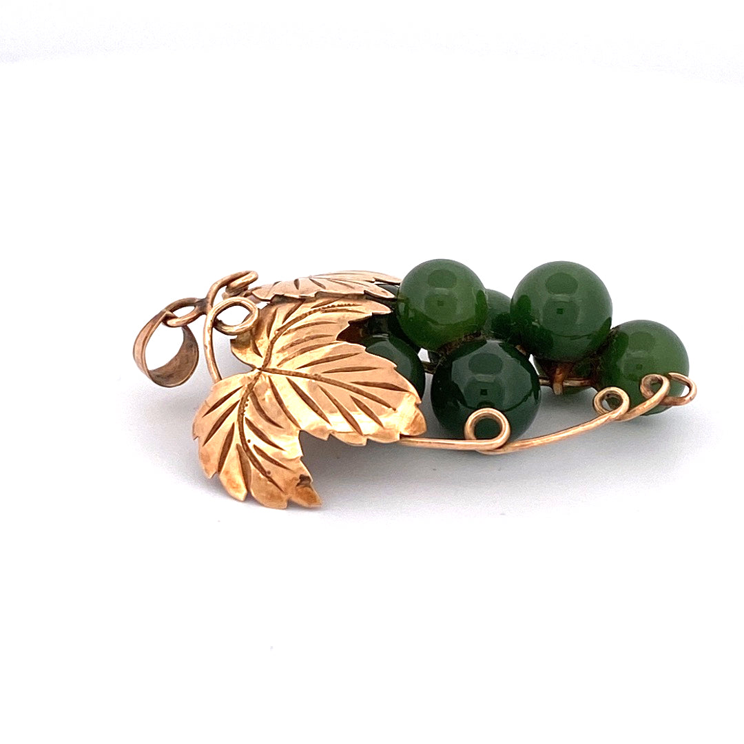 Serpentine Grapes Brooch & Pendant in 18k