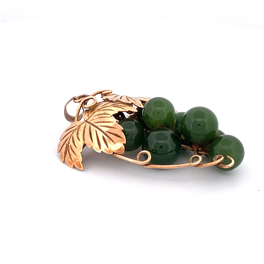 Serpentine Grapes Brooch & Pendant in 18k