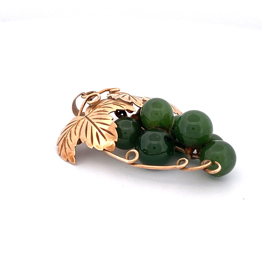 Serpentine Grapes Brooch & Pendant in 18k