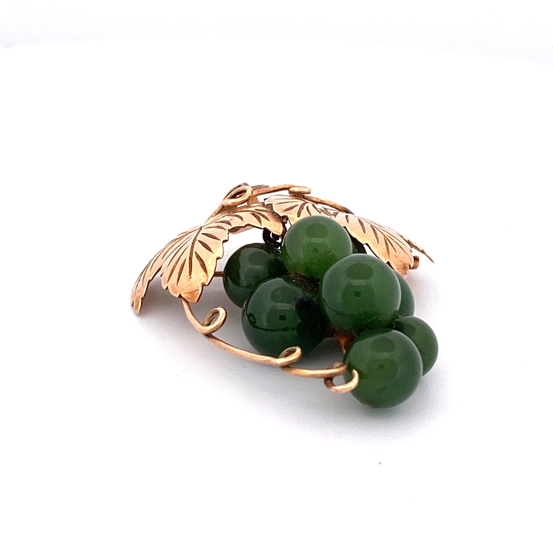 Serpentine Grapes Brooch & Pendant in 18k