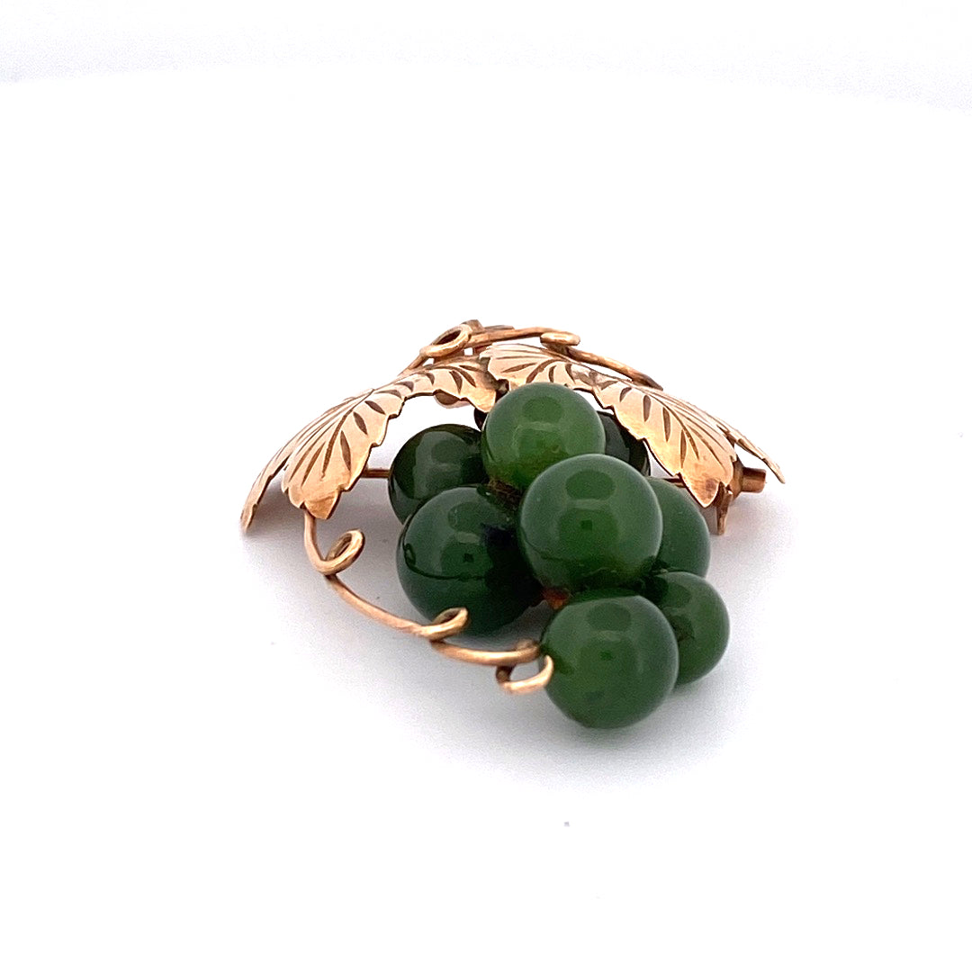 Serpentine Grapes Brooch & Pendant in 18k