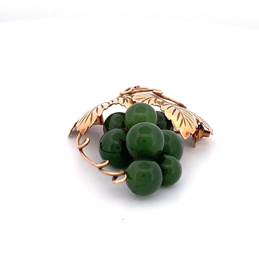 Serpentine Grapes Brooch & Pendant in 18k