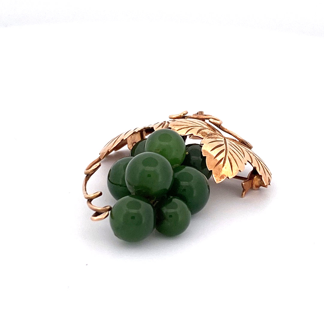 Serpentine Grapes Brooch & Pendant in 18k