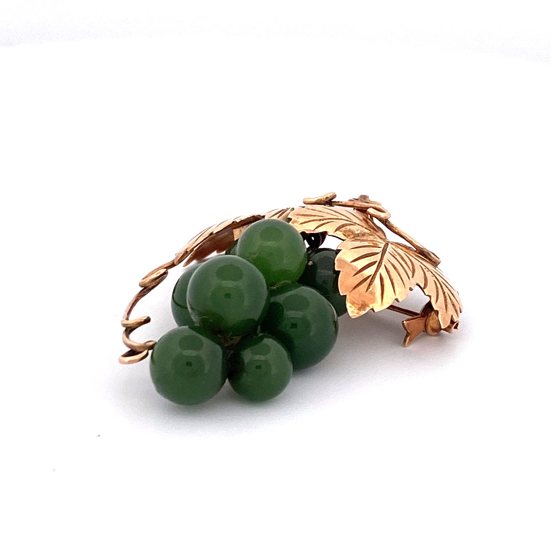 Serpentine Grapes Brooch & Pendant in 18k