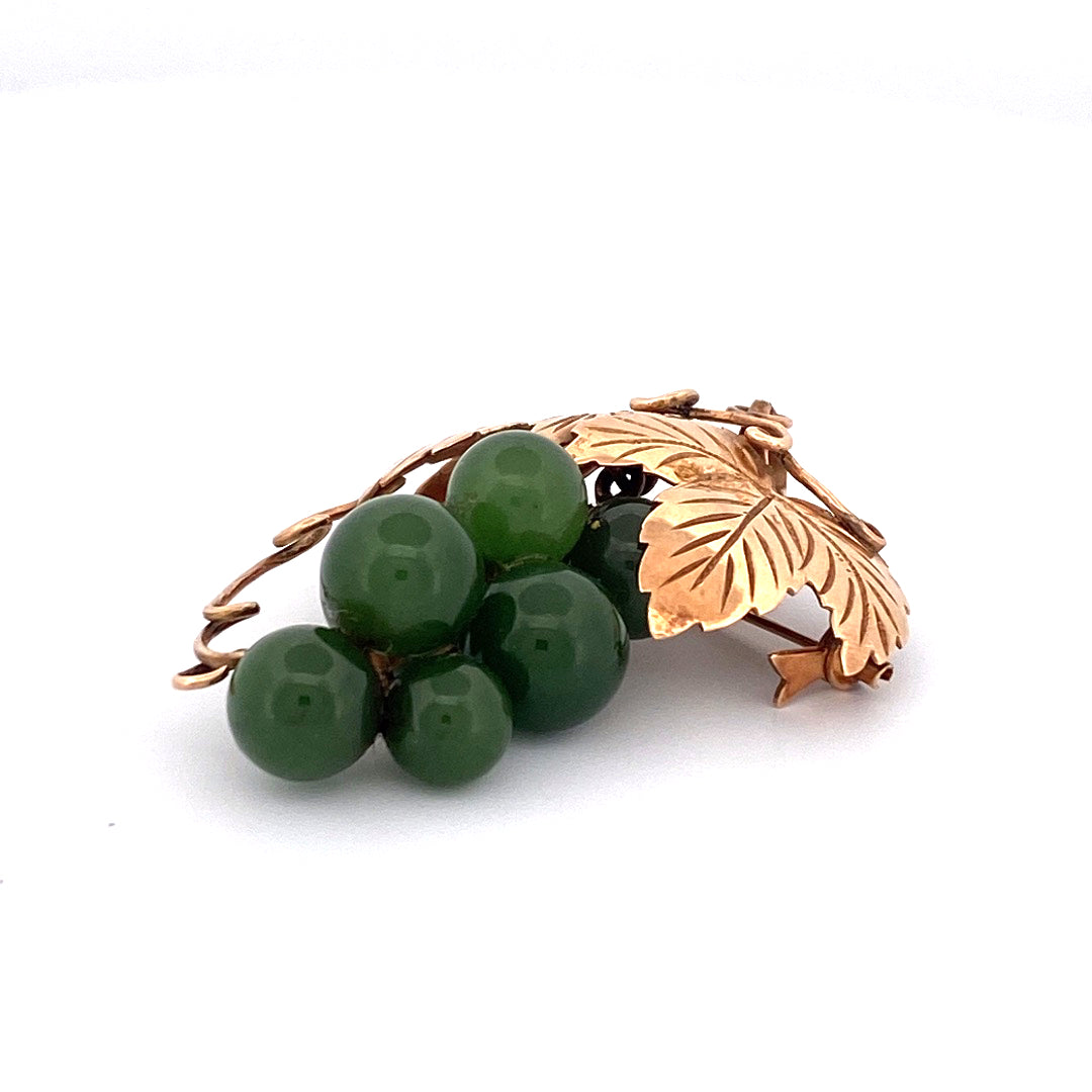 Serpentine Grapes Brooch & Pendant in 18k