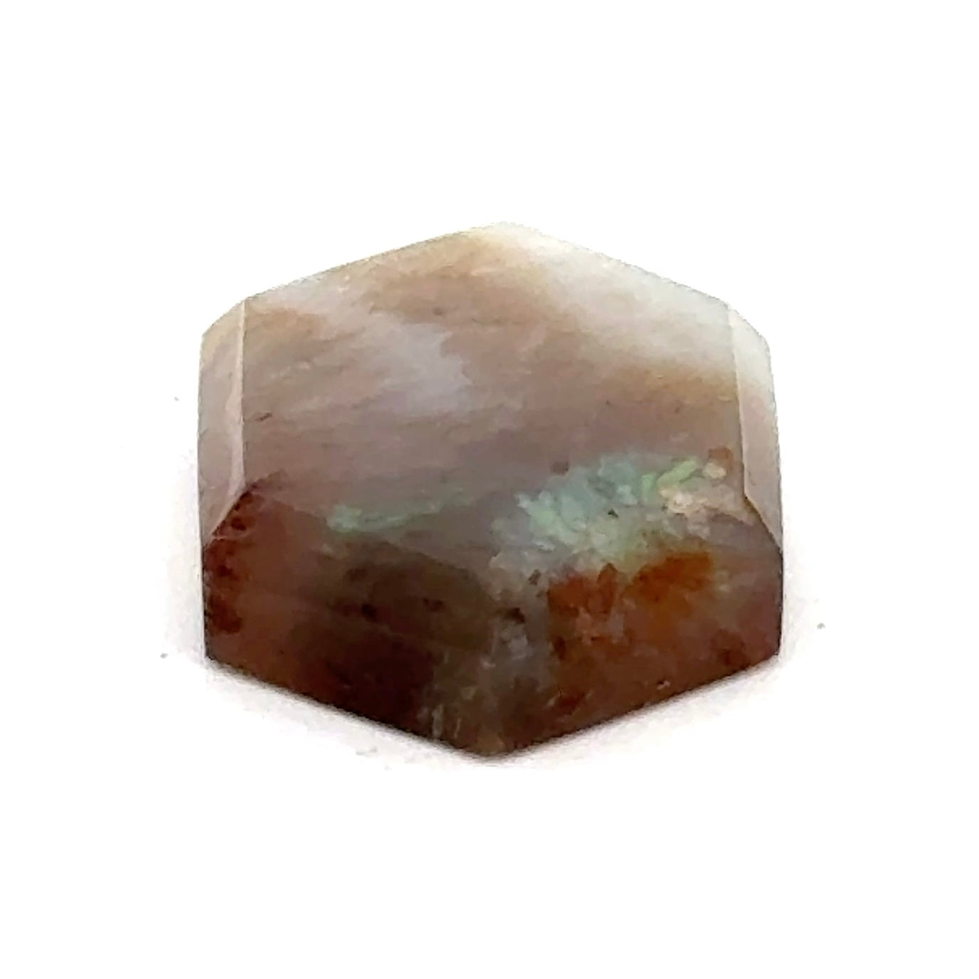 Moss Agate - Hexagonal Cabochon with Subtle Chrysocolla Detail