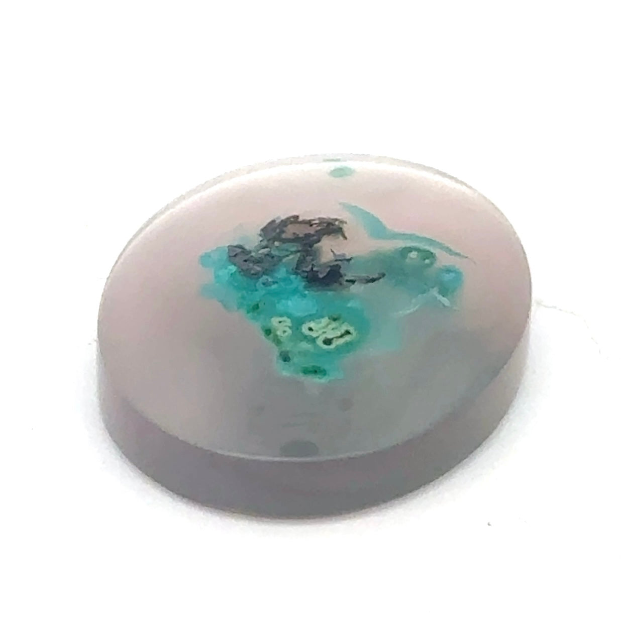 Chrysocolla in Chalcedony - Oval Cabochon