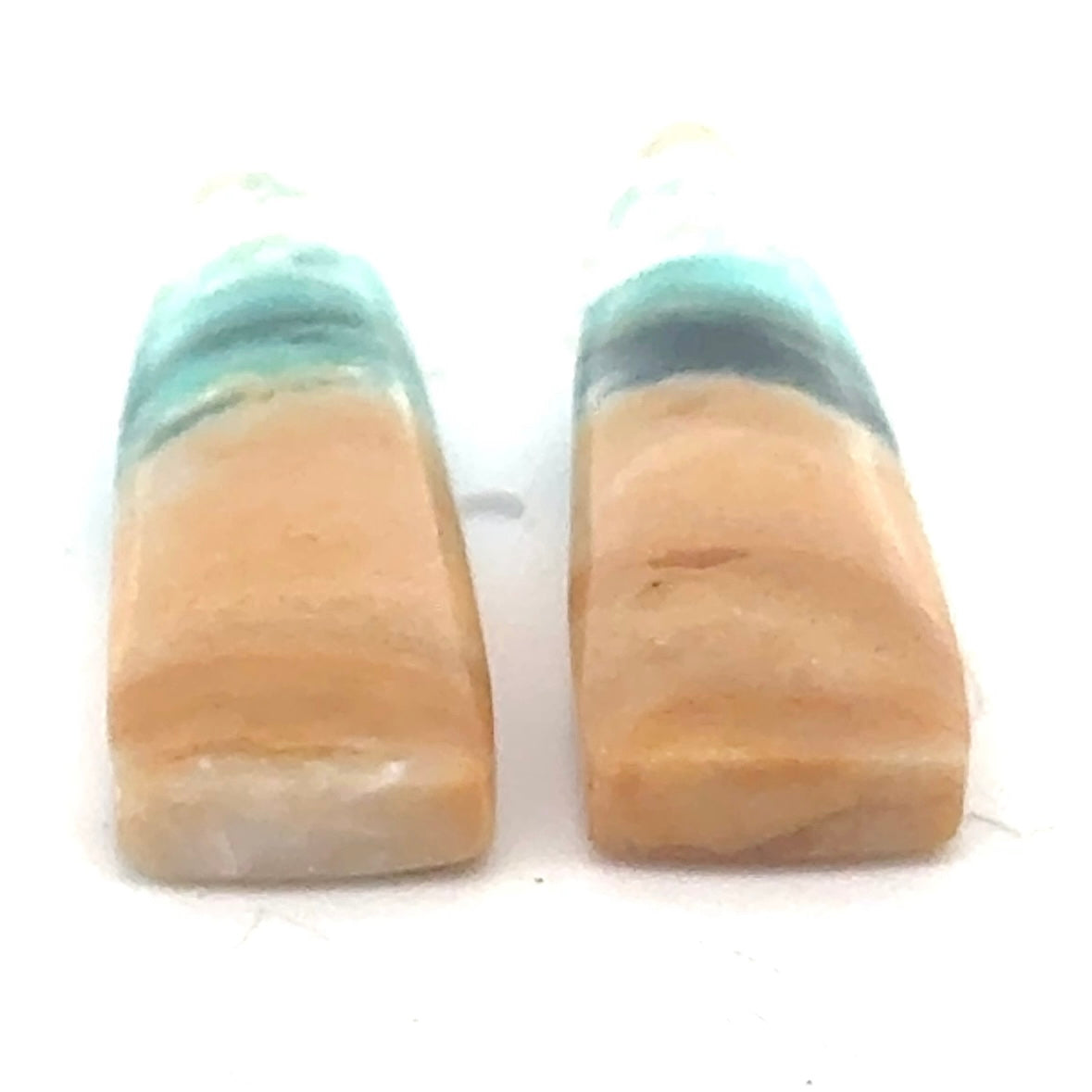 Matched Pair of Blue Opal in Petrified Wood Matrix - 14.28 Carats Total