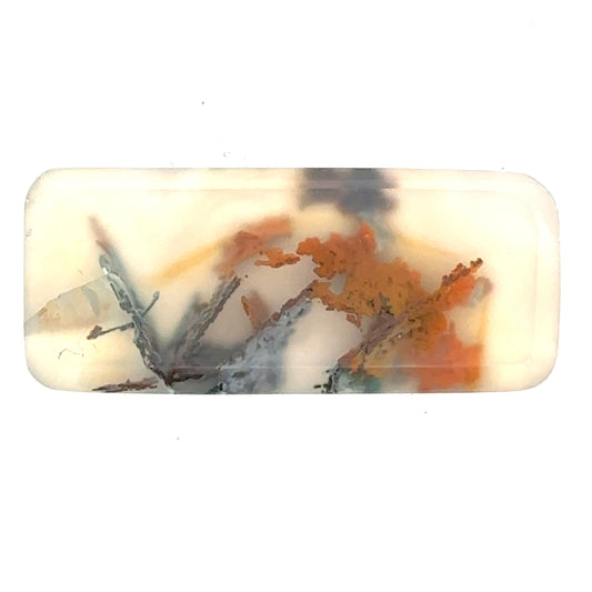 Picture Agate - Rectangular Cabochon with Yellow Lily Details