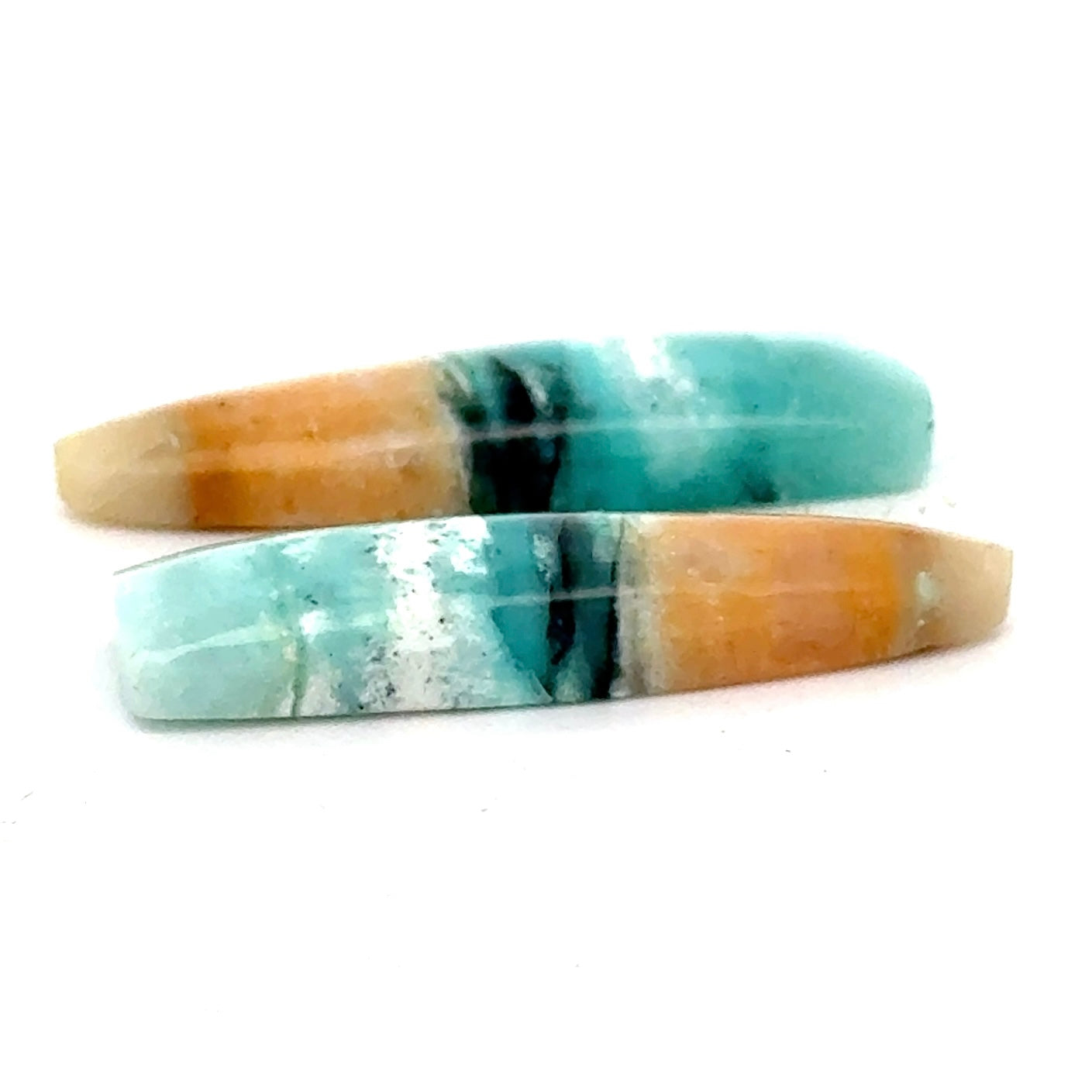 Matched Pair of Blue Opal in Petrified Wood Matrix - 14.41 Carats Total