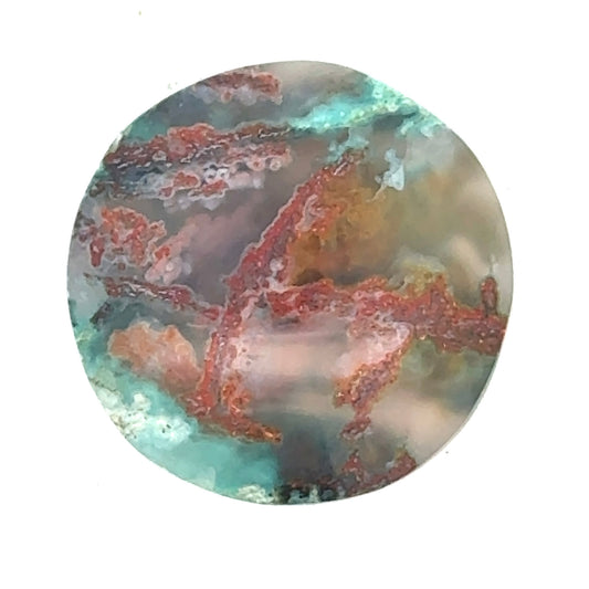 Chrysocolla in Chalcedony - Round Cabochon with Subtle Metallic Shimmer