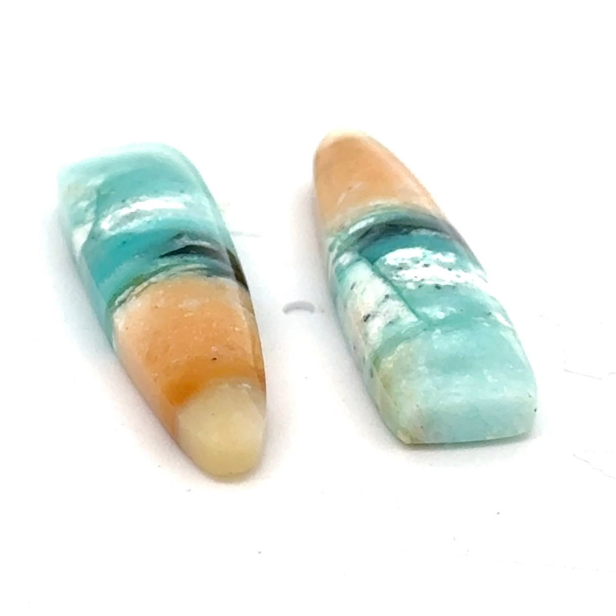 Matched Pair of Blue Opal in Petrified Wood Matrix - 14.41 Carats Total