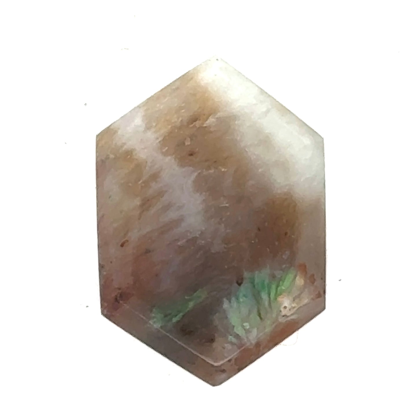 Moss Agate - Hexagonal Cabochon with Subtle Chrysocolla Detail