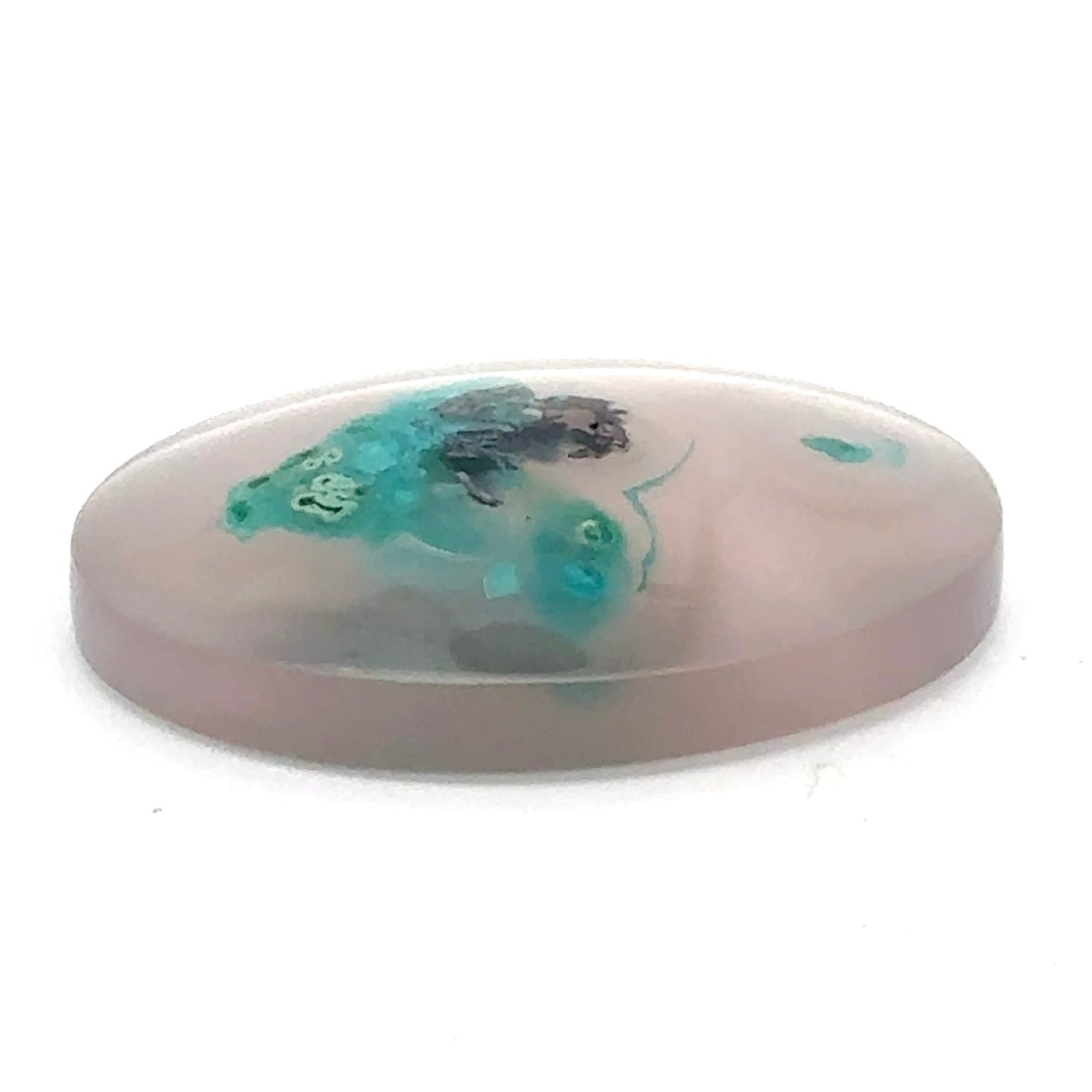 Chrysocolla in Chalcedony - Oval Cabochon