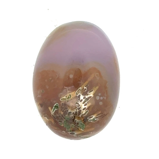 Moss Agate - Oval Cabochon with Purple Shades