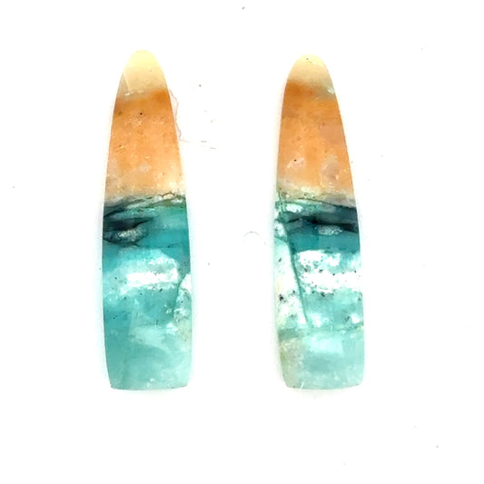 Matched Pair of Blue Opal in Petrified Wood Matrix - 14.41 Carats Total