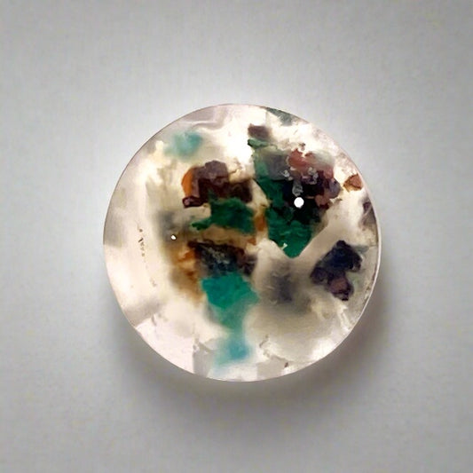 Chrysocolla in Chalcedony - Round Cut Cabochon