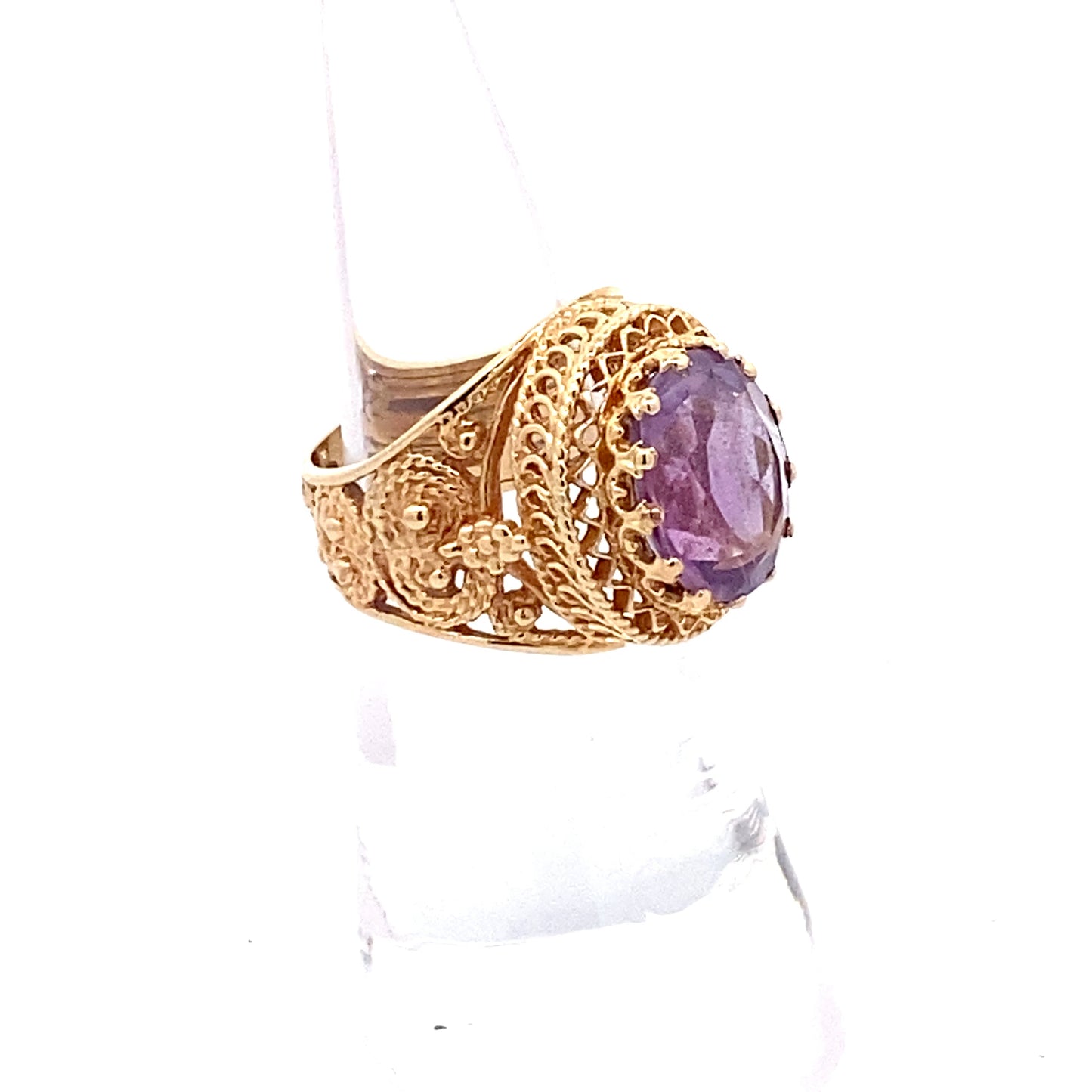 Handmade 4.00ct. Oval Cut Amethyst Ring in 14k Yellow Gold