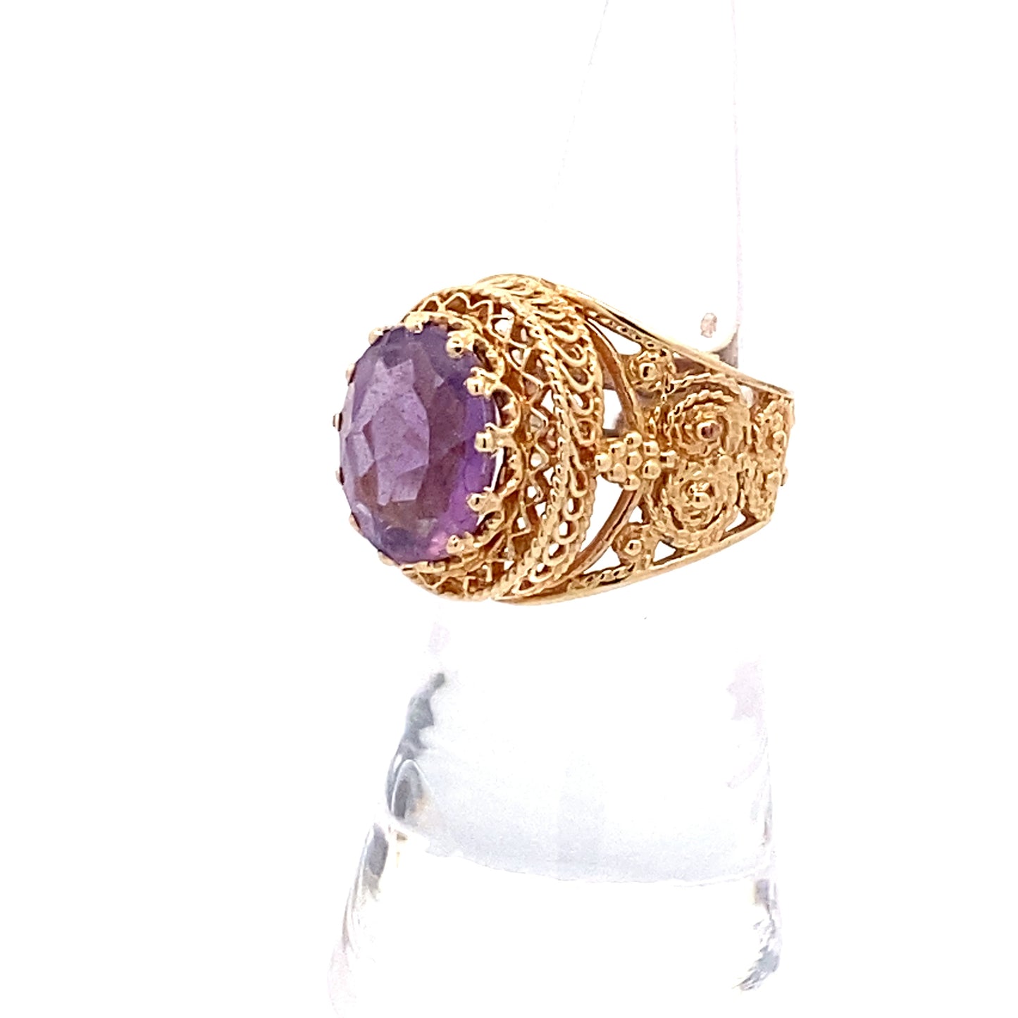 Handmade 4.00ct. Oval Cut Amethyst Ring in 14k Yellow Gold