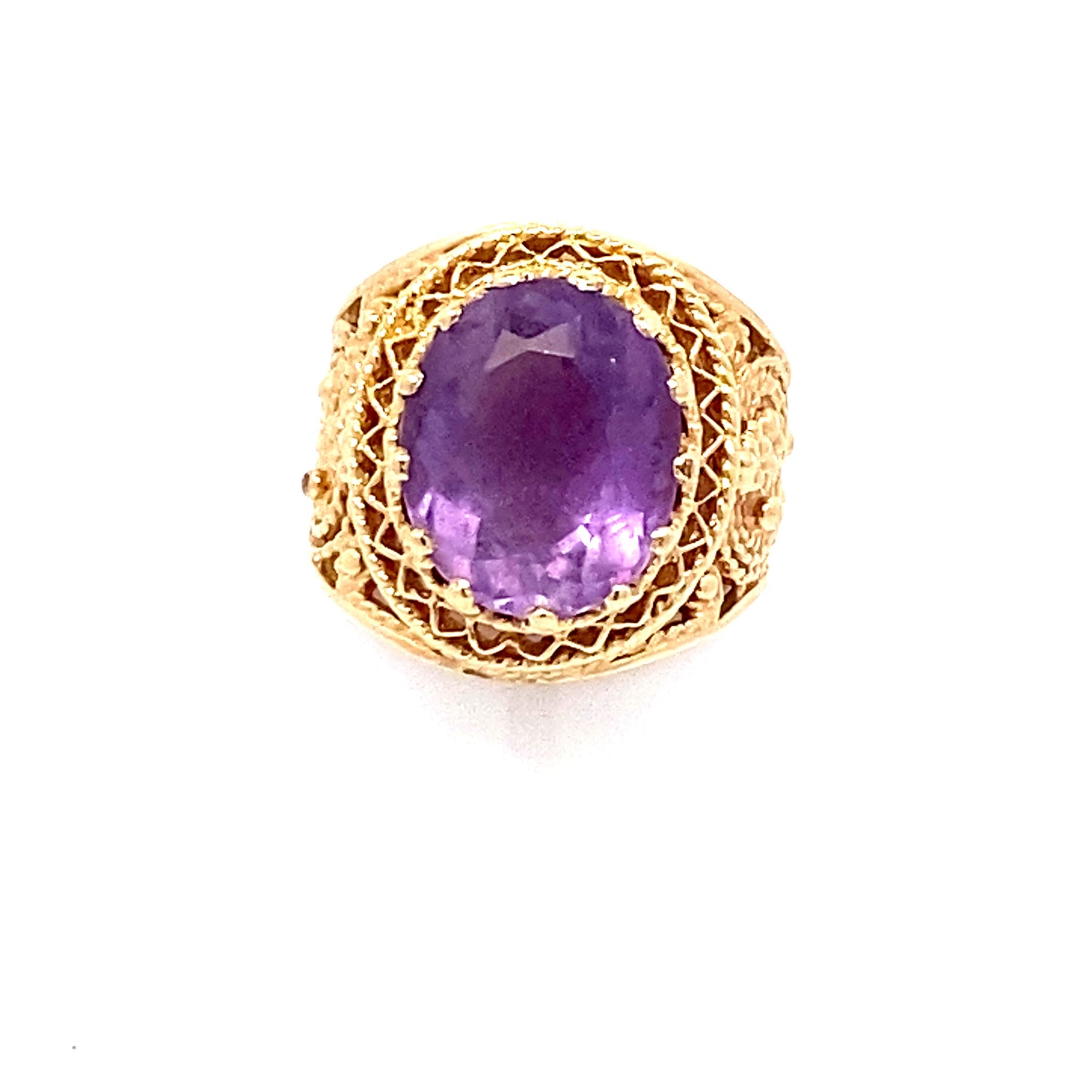 Handmade 4.00ct. Oval Cut Amethyst Ring in 14k Yellow Gold