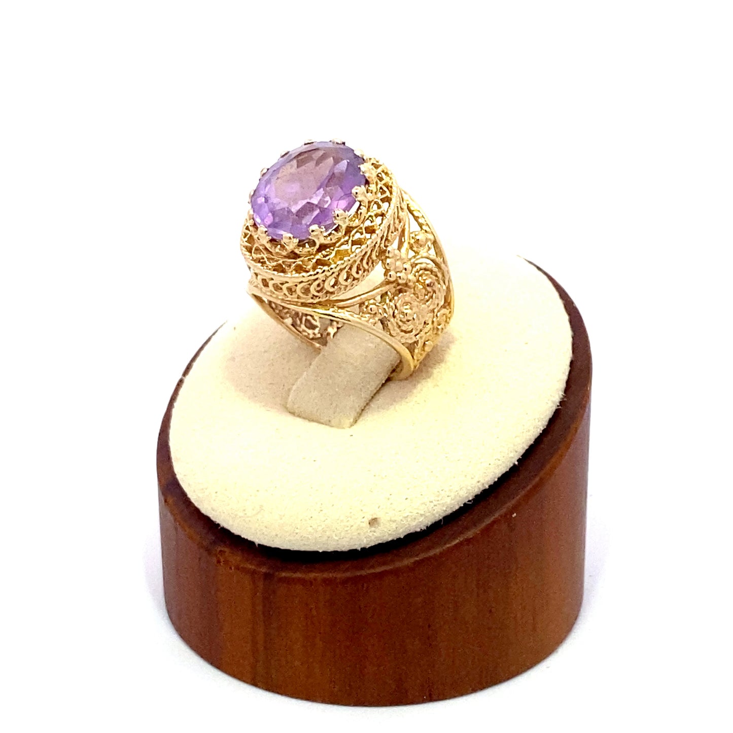 Handmade 4.00ct. Oval Cut Amethyst Ring in 14k Yellow Gold