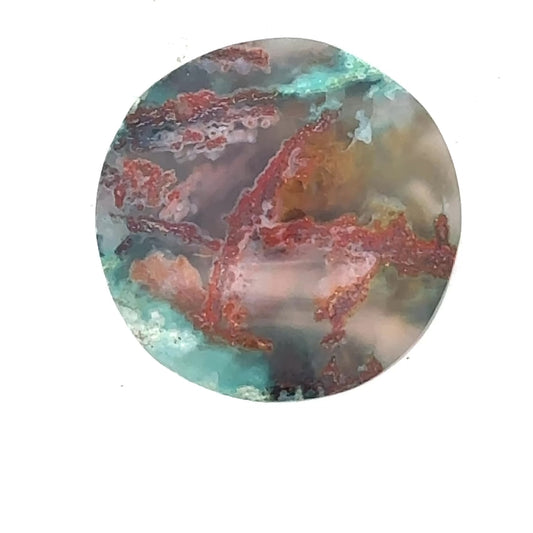 Chrysocolla in Chalcedony - Round Cabochon with Subtle Metallic Shimmer