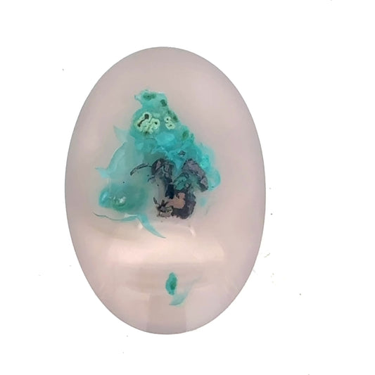 Chrysocolla in Chalcedony - Oval Cabochon