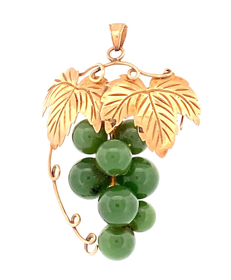 Serpentine Grapes Brooch & Pendant in 18k